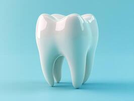 White dental tooth model on a blue background photo