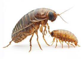 Detailed view of two cockroaches showing size difference and features photo