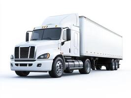 White delivery truck parked on a clean surface in bright daylight photo