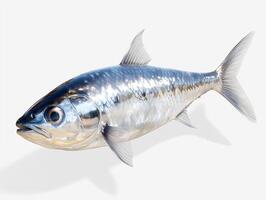 Realistic depiction of a silver fish swimming in clear water photo