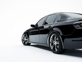 Luxury black sedan parked in a modern studio setting photo