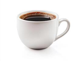 Hot coffee in a white cup on a plain background photo