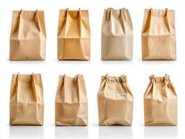 Brown paper bags arranged in a grid for various uses in retail photo