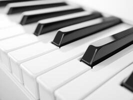 Close view of piano keys highlighting black and white design photo