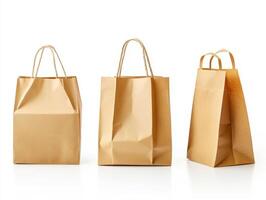 Various brown paper bags displayed on a white background photo