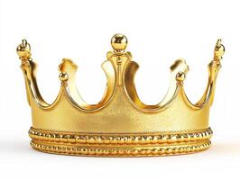 Golden crown on a white background showing intricate design details photo