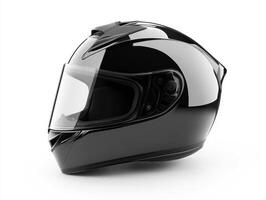 Helmet designed for motorcycle riders in sleek black color photo