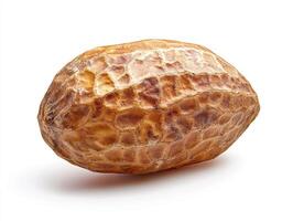 Brown textured seed resembling a nut on a plain background photo
