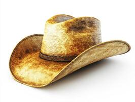 Classic cowboy hat made of straw with a distinct texture photo