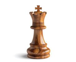 Wooden chess king piece with intricate design on a white background photo