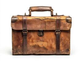 Vintage leather briefcase showcasing worn charm and history photo