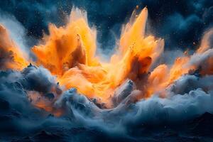 Dramatic Fiery Clouds at Sunset - Abstract Background for Art and Design photo