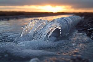 Sunset Water Flow Nature's Tranquil Aquatic Art for Relaxation and Inspiration photo
