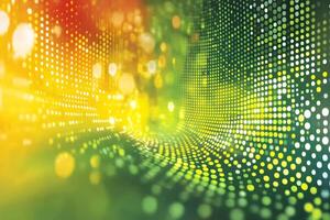 Abstract Digital Wave Background with Green and Yellow Dotted Waves for Modern Design photo