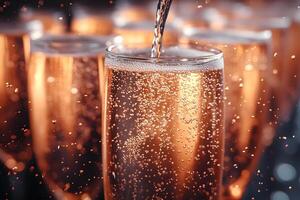 Sparkling Celebration with Champagne Pouring for Festive Holiday Events photo