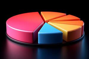 Colorful 3D Pie Chart in Glossy Finish Business Data Visualization Concept photo