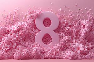 Pink Floral Number 8 Design for Spring Celebrations and Decor photo
