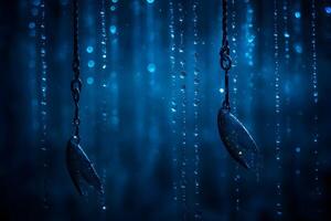 Moody Abstract with Suspended Objects in Rain for Artistic Design photo