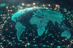 Futuristic Global Network Earth Visualization for Digital Innovation and Technology Concepts photo