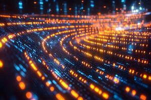 Futuristic Digital Data Stream in Abstract Technology Background photo