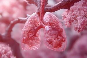 Creative 3D Representation of Lungs Surrounded by Floral Elements for Health Concepts photo