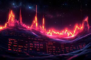 Abstract Digital Stock Market Display with Futuristic Red Data Analysis Visualization photo