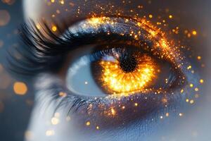 Abstract Vision Futuristic Eye with Glowing Particles for Technology Design photo