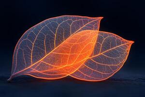 Glowing Leaf Veins in Macro Photography for Artistic Nature Design photo