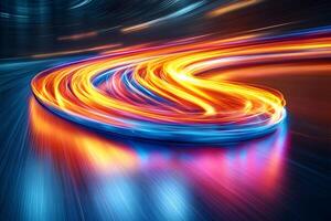 Dynamic Light Trails on City Street at Night for Modern Art and Design photo