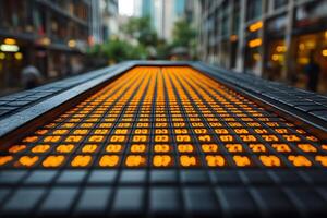 Urban Financial Data Display in a Modern Cityscape for Business Analysis photo
