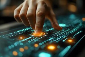 Futuristic Technology Interface with Hand Gesture Interaction for Innovative Design photo
