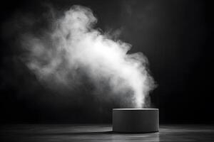 Mysterious Vapor Rising from Cylinder in Dramatic Low Light Scene photo