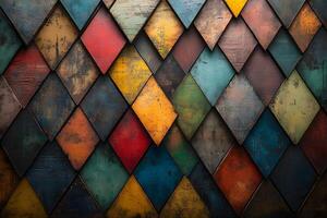 Colorful Abstract Diamond Pattern with Rustic Geometric Design for Interior Decor photo