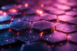Futuristic Hexagonal Pattern Design with Glowing Abstract Background photo