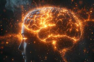 Glowing Neural Network and Brain Concept for Innovation and Technology Design photo