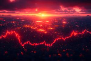 Abstract Financial Growth Concept with Glowing Red Stock Market Visualization photo