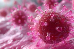 Microscopic View of Viruses with Pink Hue for Scientific and Educational Use photo