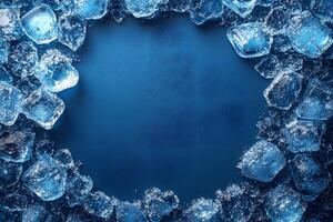 Icy Blue Background with Framed Ice Cubes for Cool and Refreshing Designs photo