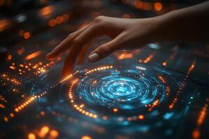 Futuristic Technology Interface Concept for Digital Innovation and Touchscreen Interaction Design photo