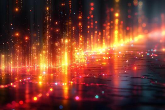 Futuristic Data Visualization with Glowing Digital Lights and Network Patterns photo