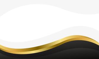 Simple black and gold frame background. Abstract wave shapes vector