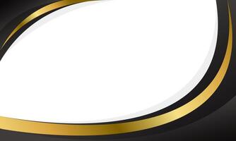 Abstract black and gold background with curved shapes vector