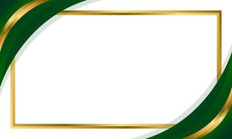 Elegant Green and Gold Abstract Curve Background. Modern border and frame design vector