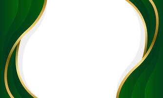 Abstract Green and Gold Abstract Wave Background. Modern border and frame design vector