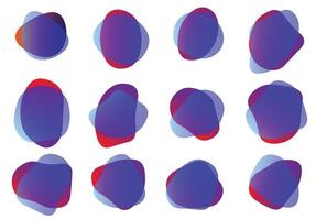 Set of 12 liquid colorful gradient blob shape abstract elements. Blob shape form set for background vector