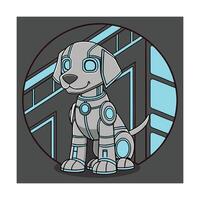 Adorable Robotic Dog Poses in Futuristic Tech Setting vector