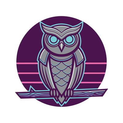 Cyberpunk Owl Mascot Logo Design Retro Futuristic Bird