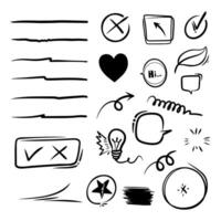 Collection of doodle images of basic elements for design purposes vector