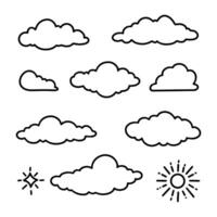 Creative collection of isolated doodle clouds on white background vector