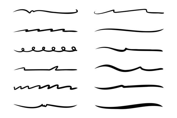 hand drawn underline collection illustration on white background